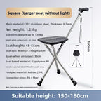 Portable Lightweight Hiking Cane Chair Anti-Slip Elderly Walking Stick Mountain Climbing Trekking Padded  Folding Outdoor...
