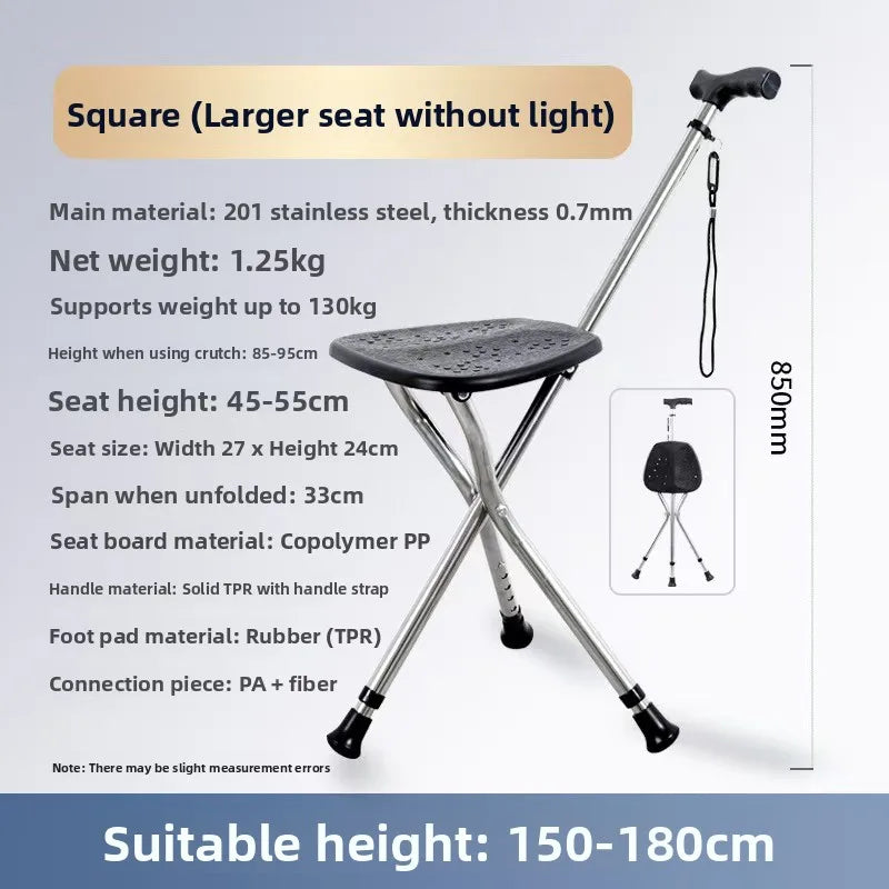 Portable Lightweight Hiking Cane Chair Anti-Slip Elderly Walking Stick Mountain Climbing Trekking Padded  Folding Outdoor...