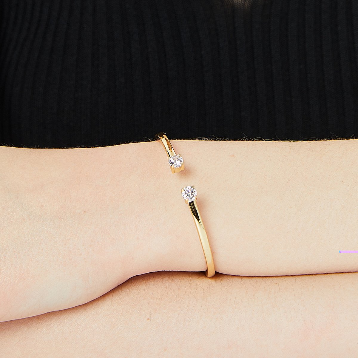 18K Gold Bracelet with Double Zircon and Copper Plating