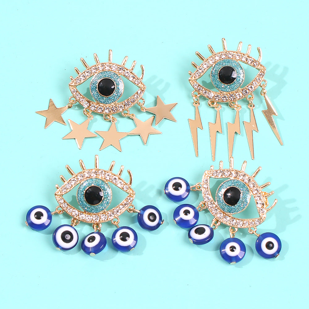 Exaggerated Design Earrings - Creative Devil Eye Studs