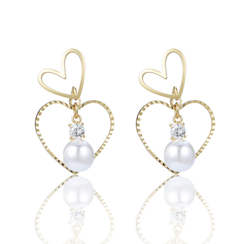 925 Silver Bow Earrings with Pearl Heart and Tassels