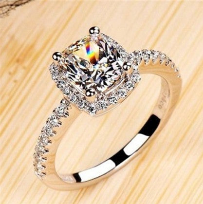 Square Zircon Ring with Gold Plating and Diamonds