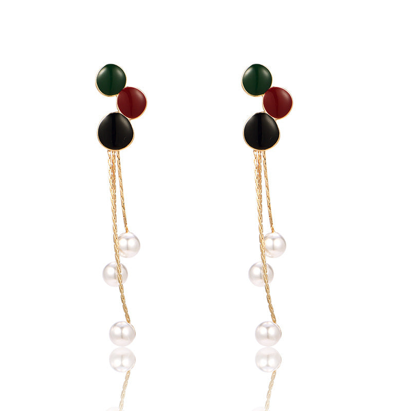 925 Silver Bow Earrings with Pearl Heart and Tassels