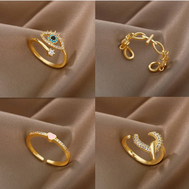 Korean Style Adjustable Heart Design Devil Eye Ring