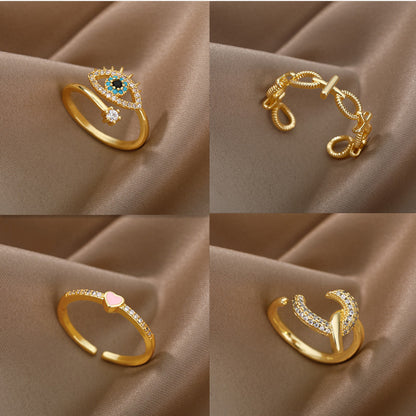 Korean Style Adjustable Heart Design Devil Eye Ring