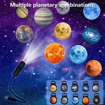 LED Star Galaxy Projector Lamp Moon Earth Wall Decor Switchable Pattern Projection Night Light for Home Bedroom Decoration