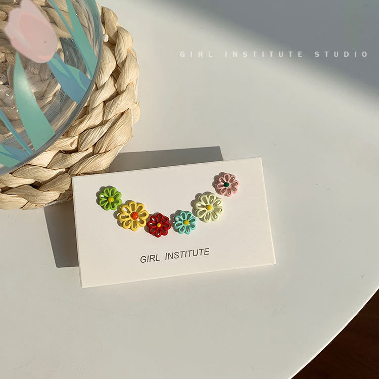 925 Silver Daisy Stud Earrings Set for Summer