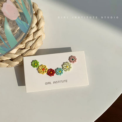 925 Silver Daisy Stud Earrings Set for Summer