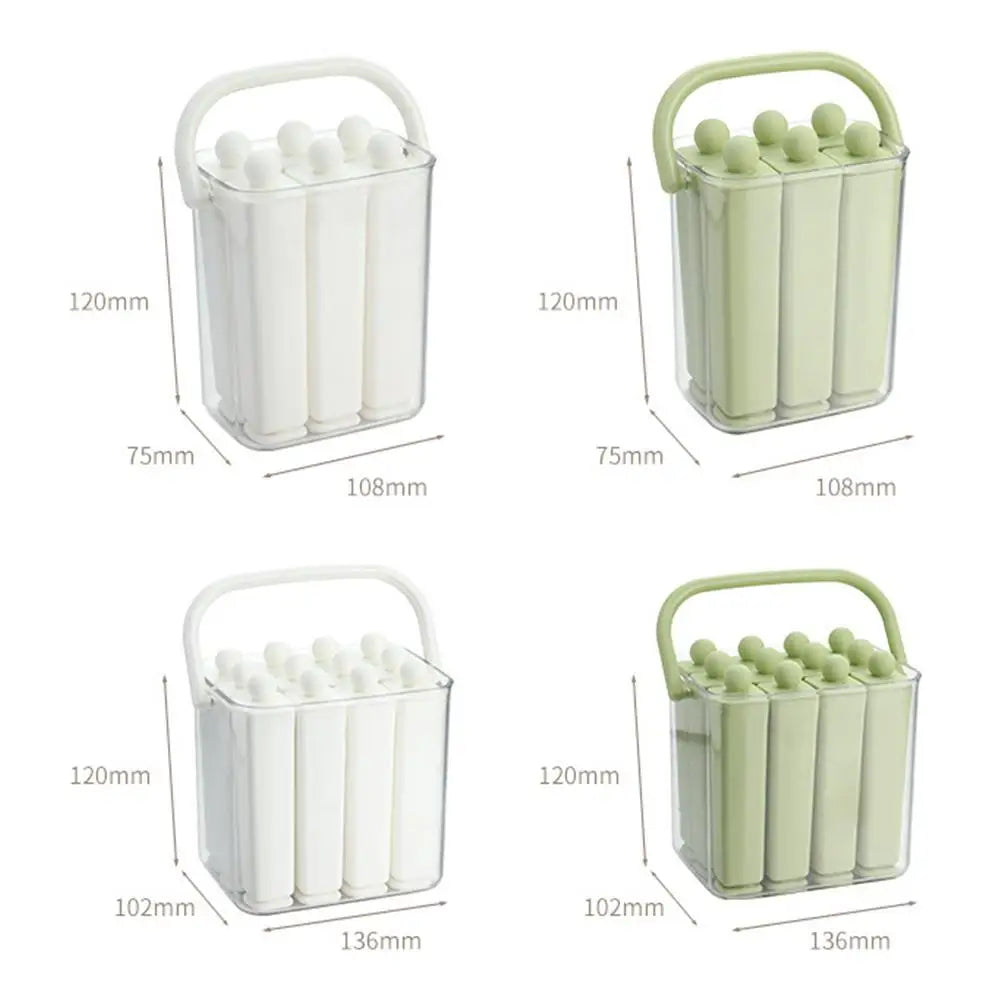 10/6 Cavity Long Silicone Ice Cube Mold with Storage Box, Food Grade Ice Pop Maker with Handle, Reusable Ice Tray for Freezer