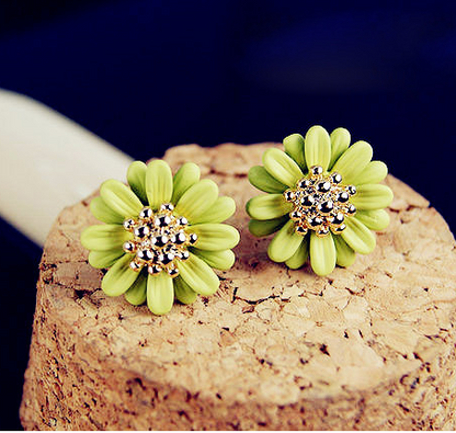 Korean Style Fresh Daisy Colorful Flower Stud Earrings