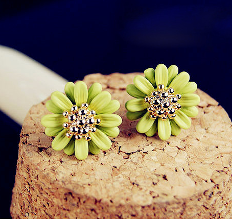 Korean Style Fresh Daisy Colorful Flower Stud Earrings