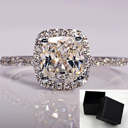 Square Zircon Ring with Gold Plating and Diamonds