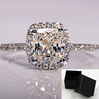 Square Zircon Ring with Gold Plating and Diamonds
