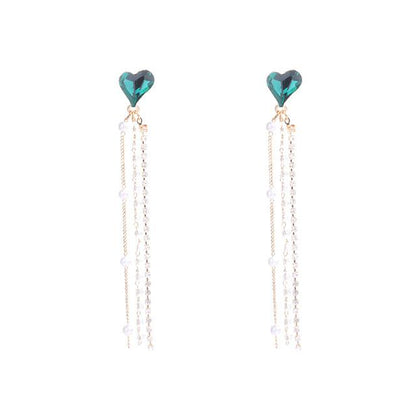 Japanese Style Heart Pearl Beaded Clip-On Earrings