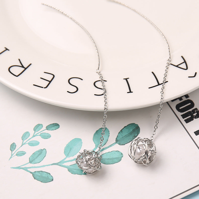 925 Silver Bow Earrings with Pearl Heart and Tassels