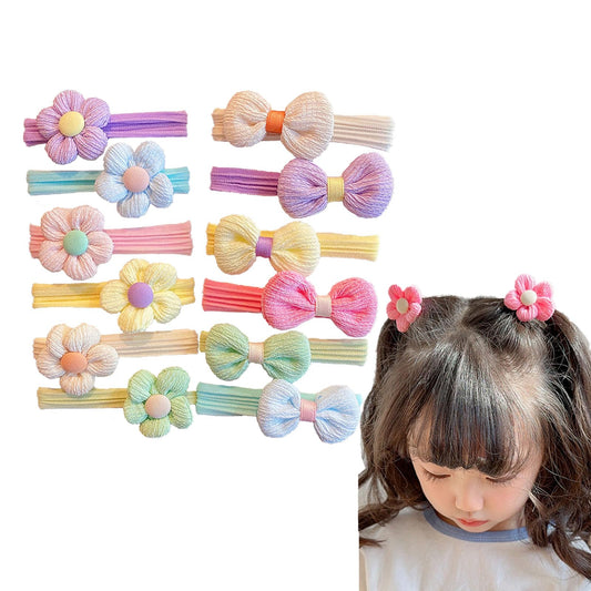 Sweet Bow & Floral Kids Hair Ties - 12PC Set