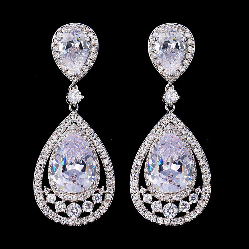 Colorful Waterdrop Earrings with Zircon Inlay