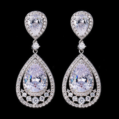 Colorful Waterdrop Earrings with Zircon Inlay