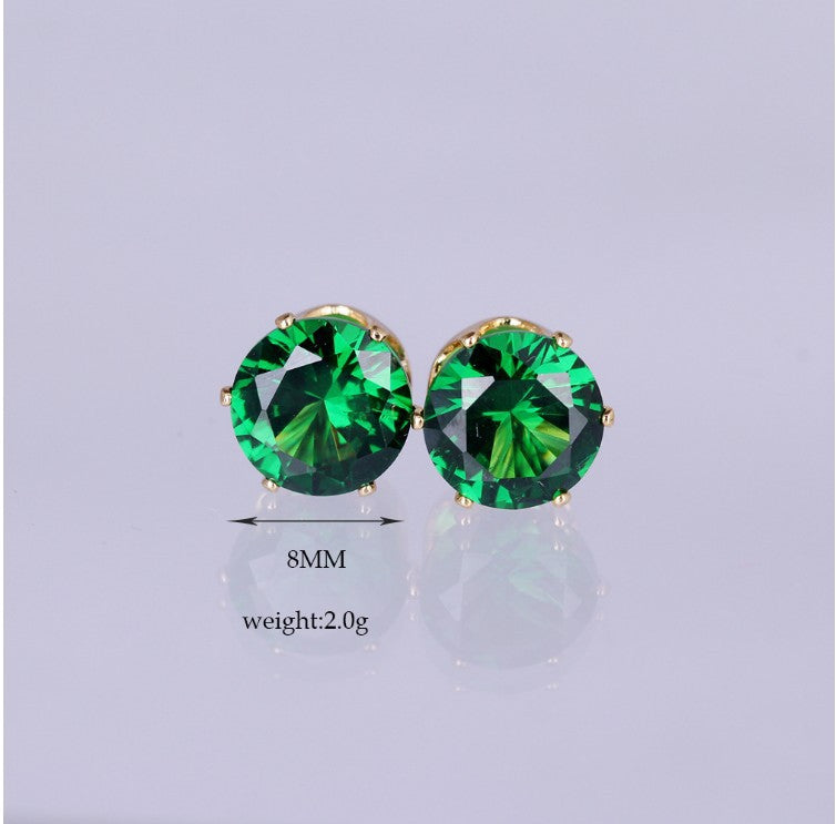 Korean Fashion Stud Earrings with Colorful Zirconia