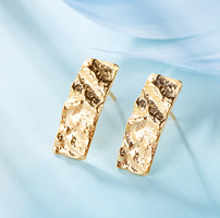 Korean Style 925 Silver Stud Earrings with Hammered Finish
