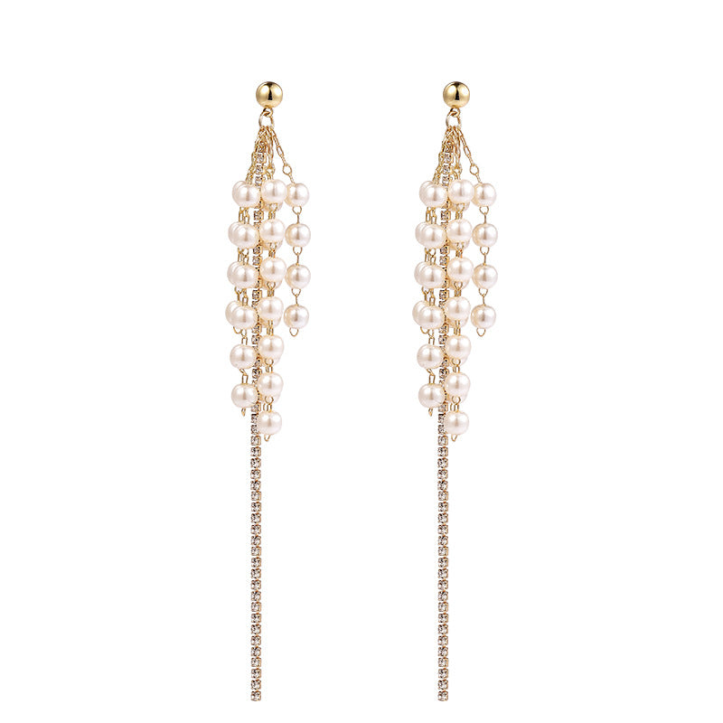 925 Silver Bow Earrings with Pearl Heart and Tassels