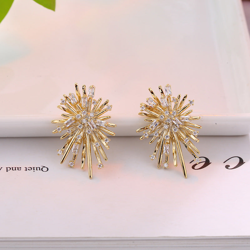 Korean Style 925 Silver Zirconia Stud Earrings