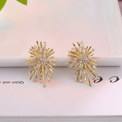 Korean Style 925 Silver Zirconia Stud Earrings