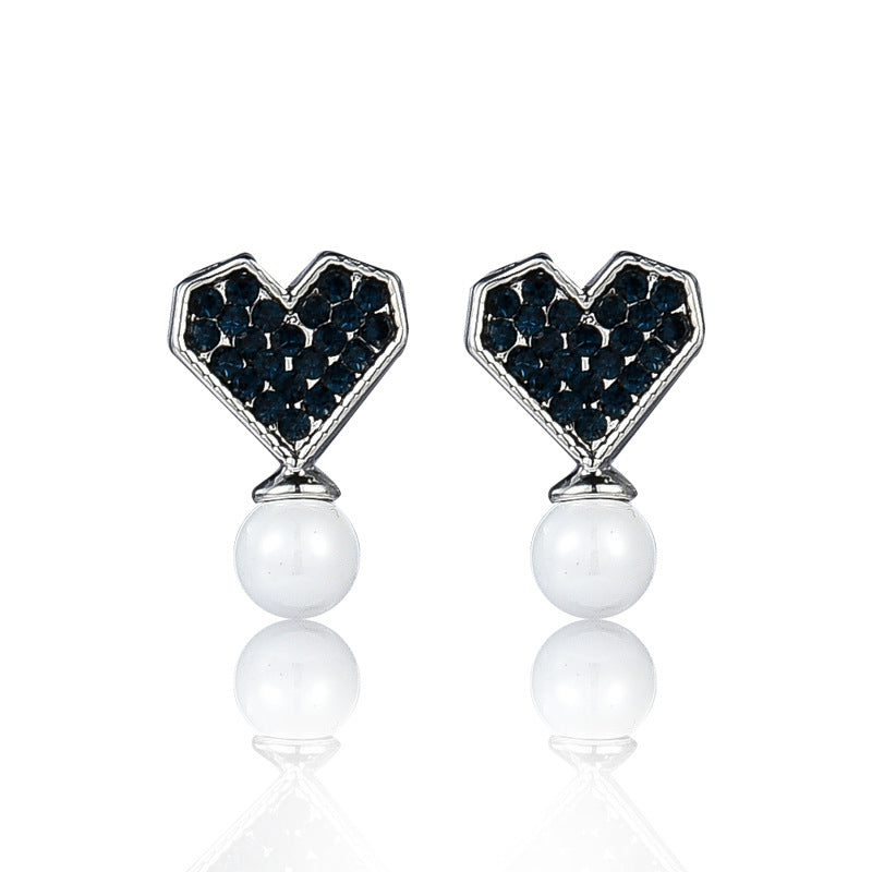 925 Silver Bow Earrings with Pearl Heart and Tassels