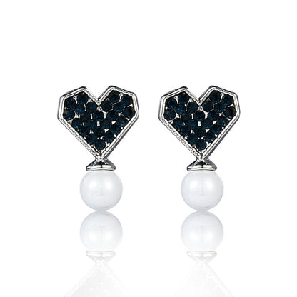 925 Silver Bow Earrings with Pearl Heart and Tassels