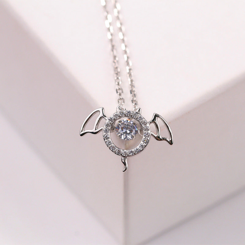S925 Silver Necklace with Zircon Devil Design