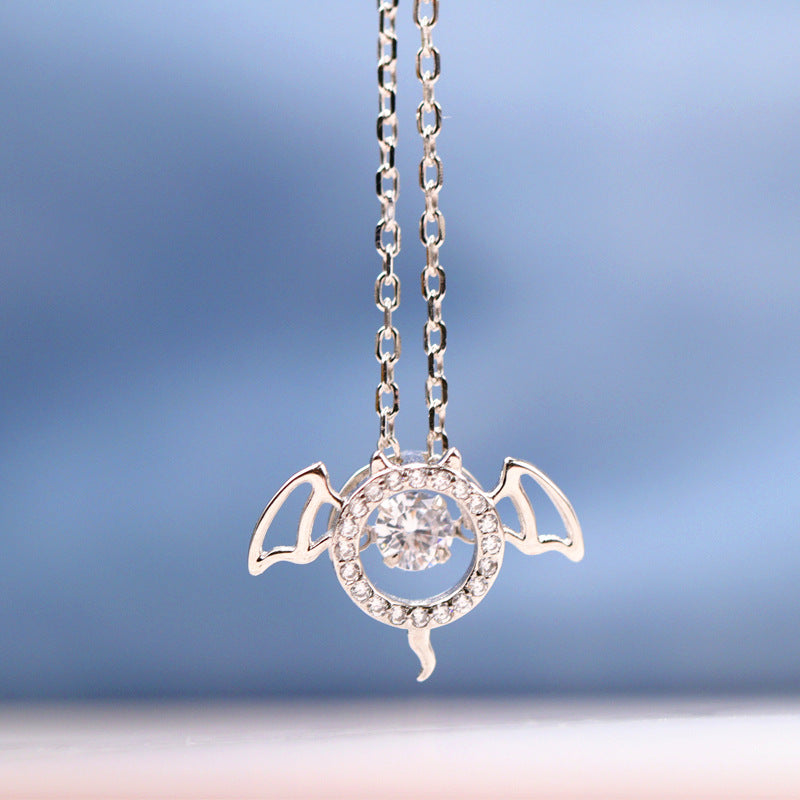 S925 Silver Necklace with Zircon Devil Design