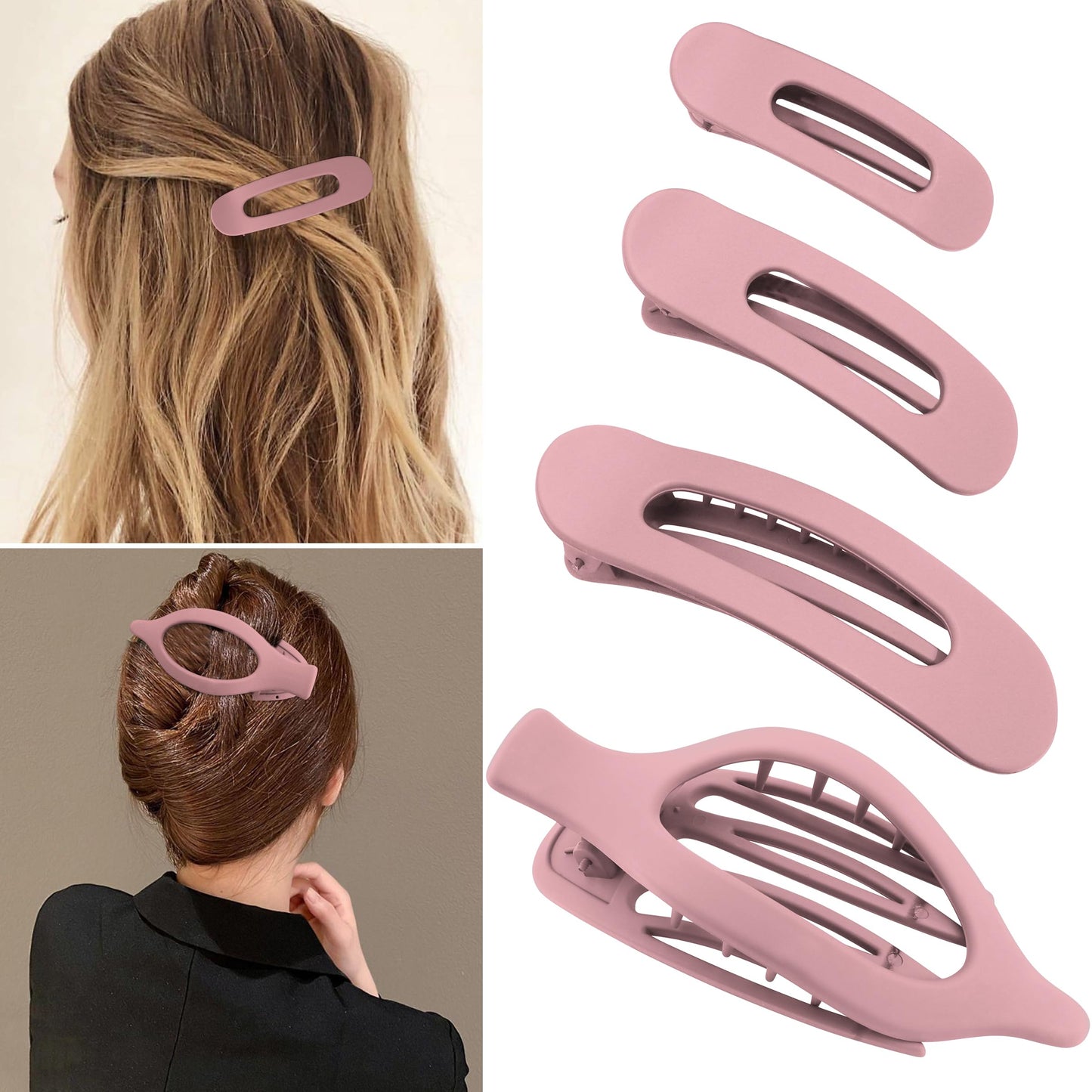 Vovii Nude Pink Hair Claw Clips 4PCS Variety Pack