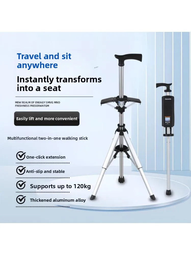 Portable Lightweight Hiking Cane Chair Anti-Slip Elderly Walking Stick Mountain Climbing Trekking Padded  Folding Outdoor...