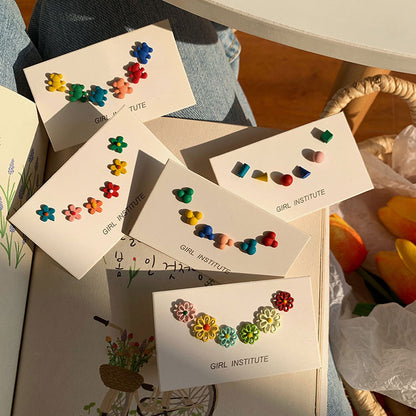 925 Silver Daisy Stud Earrings Set for Summer