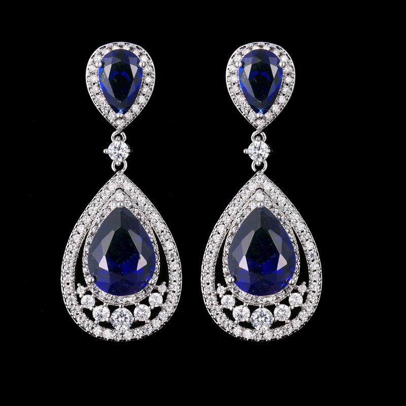 Colorful Waterdrop Earrings with Zircon Inlay
