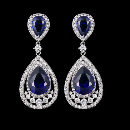 Colorful Waterdrop Earrings with Zircon Inlay