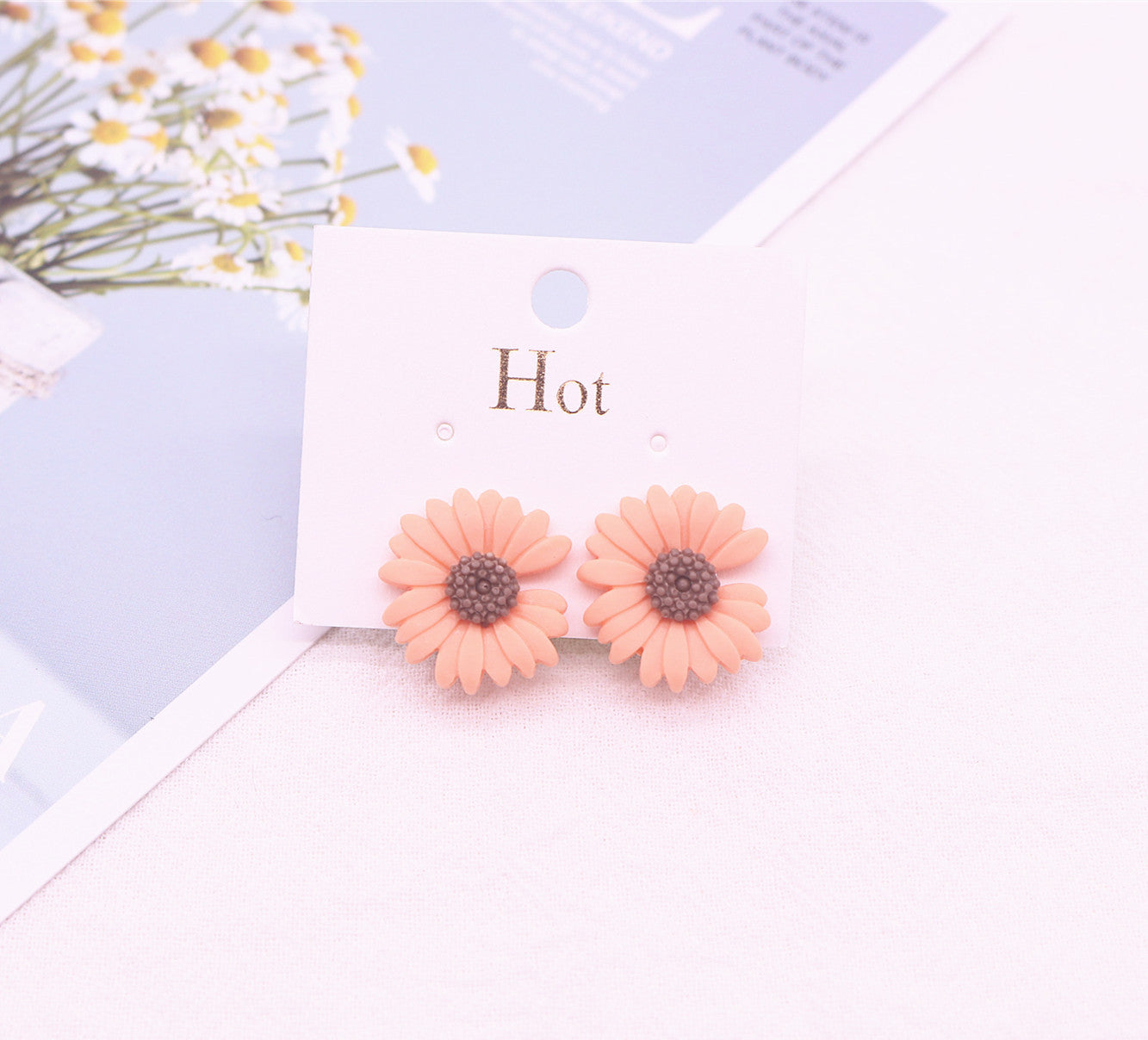 Korean Style Daisy Clip-On Earrings for Girls