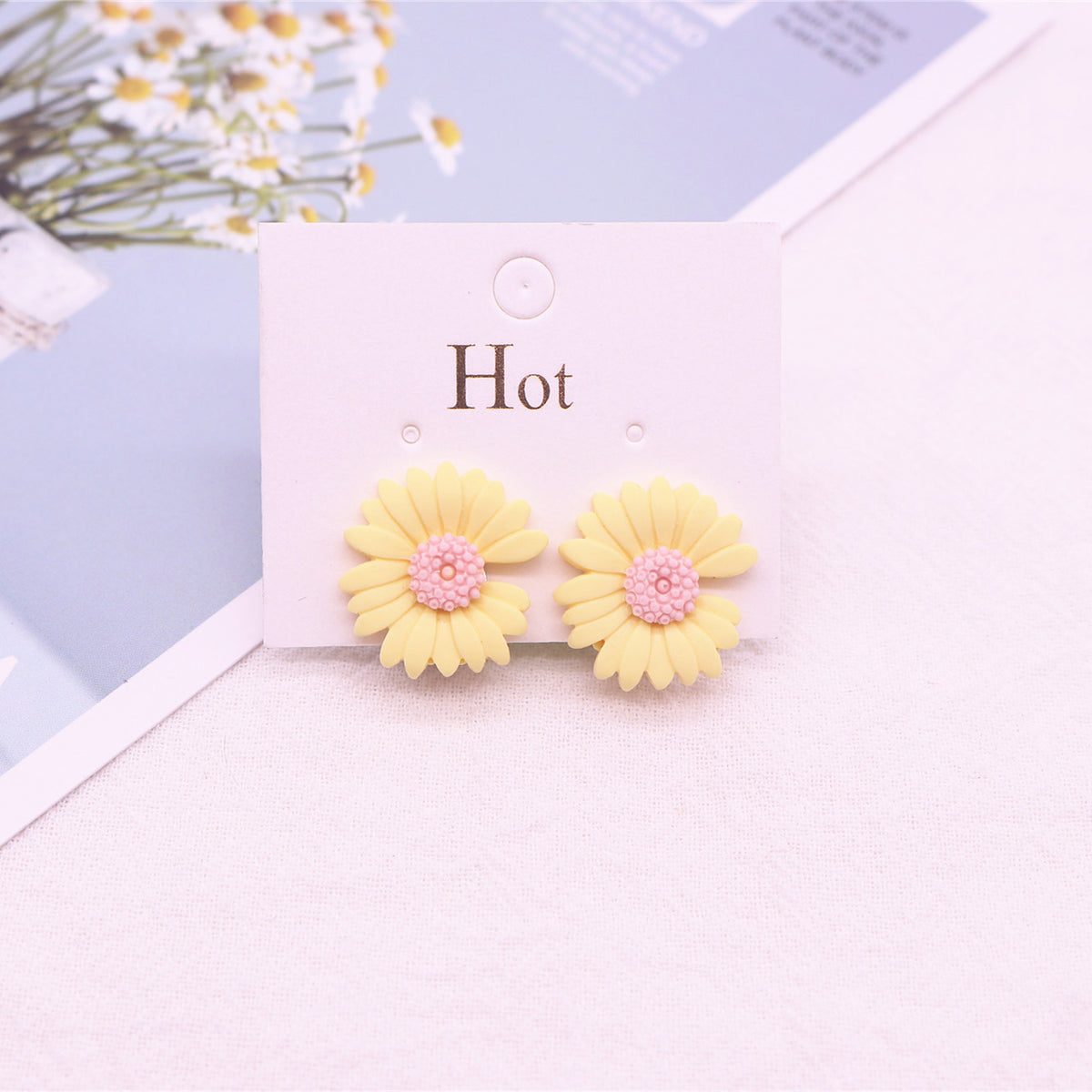 Korean Style Daisy Clip-On Earrings for Girls