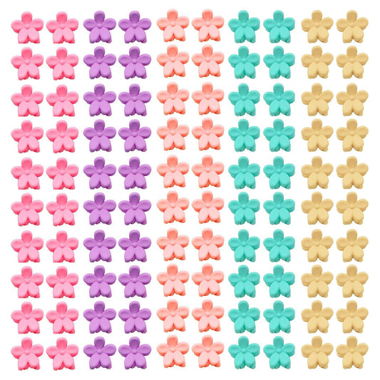 100 Pcs Colorful Mini Flower Hair Clips for Girls with Storage Box