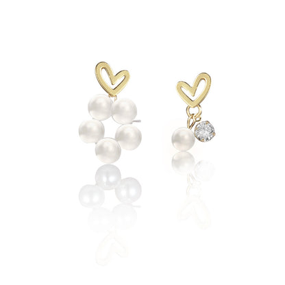 925 Silver Bow Earrings with Pearl Heart and Tassels