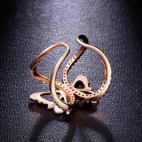 Butterfly Ring with Diamonds and Gold Plating