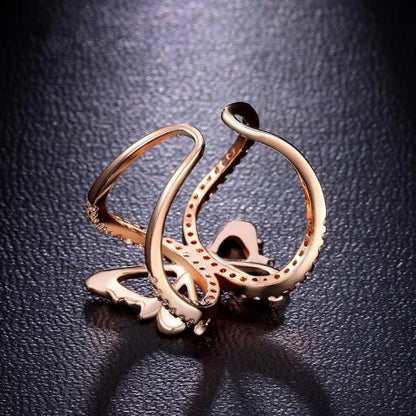 Butterfly Ring with Diamonds and Gold Plating
