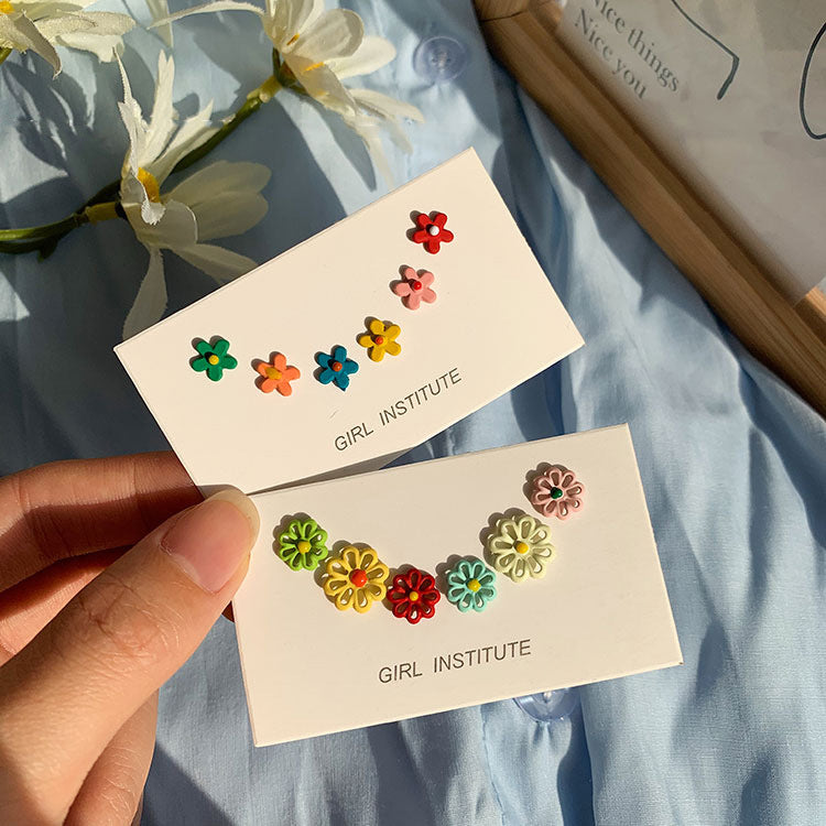 925 Silver Daisy Stud Earrings Set for Summer