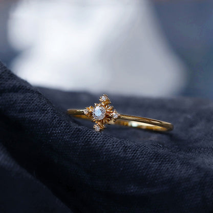 S925 Silver Ring for Women with Gold Plating and Diamonds