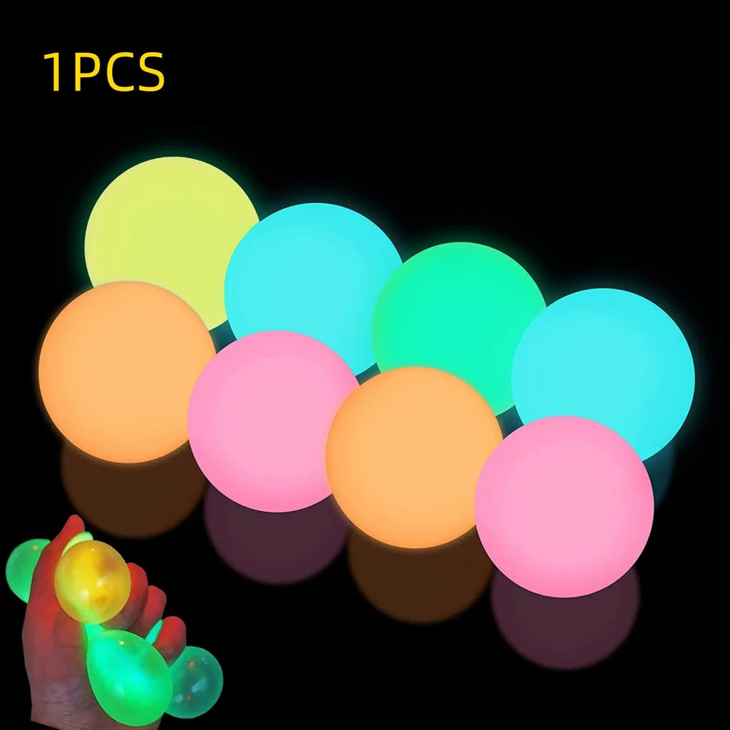 5-20pcs Glow in the Dark Bouncy Balls Rubber Stress Relief Toys for Kids Birthday Party Favor Valentine Gifts Classroom Prizes