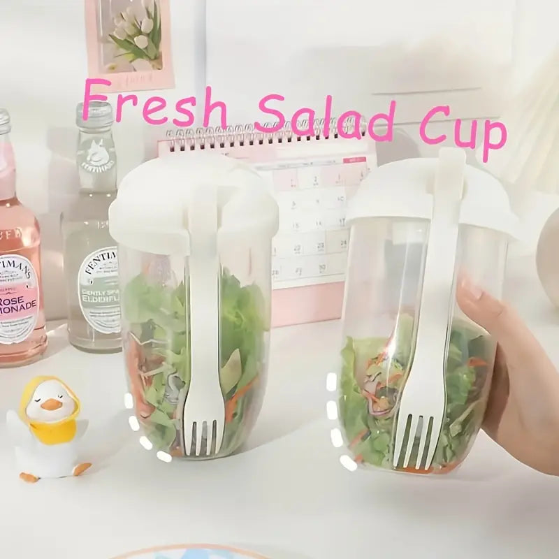 Fresh Salad Meal Shaker Cup – Portable Salad Container with Fork