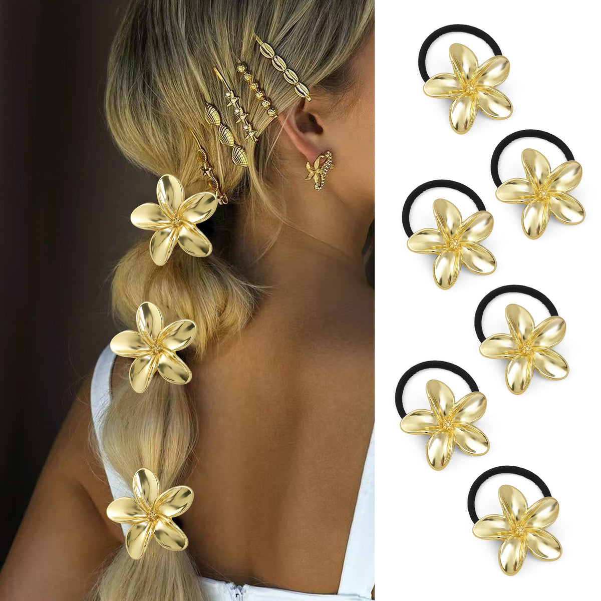 Gold Metal Elastic Hair Cuffs
