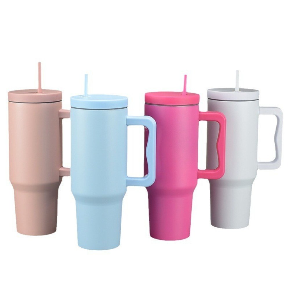 40oz Insulated Tumbler with Handle & Straw