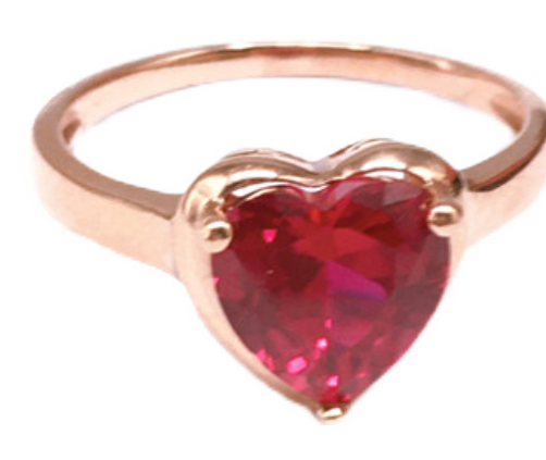 18K Gold Love Set with Red Stone Ring