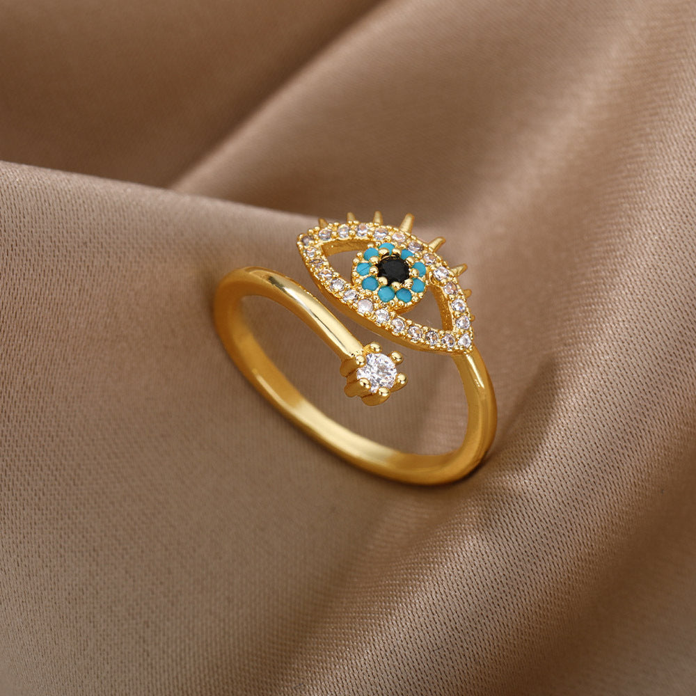Korean Style Adjustable Heart Design Devil Eye Ring